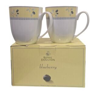 Royal Doulton Blueberry Pattern 2 Vintage Mugs New Open Box